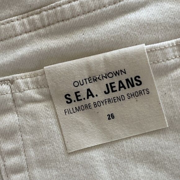 Outerknown OK S.E.A. Jeans Fillmore Natural Boyfriend Shorts Size 26 NEW - Picture 3 of 15